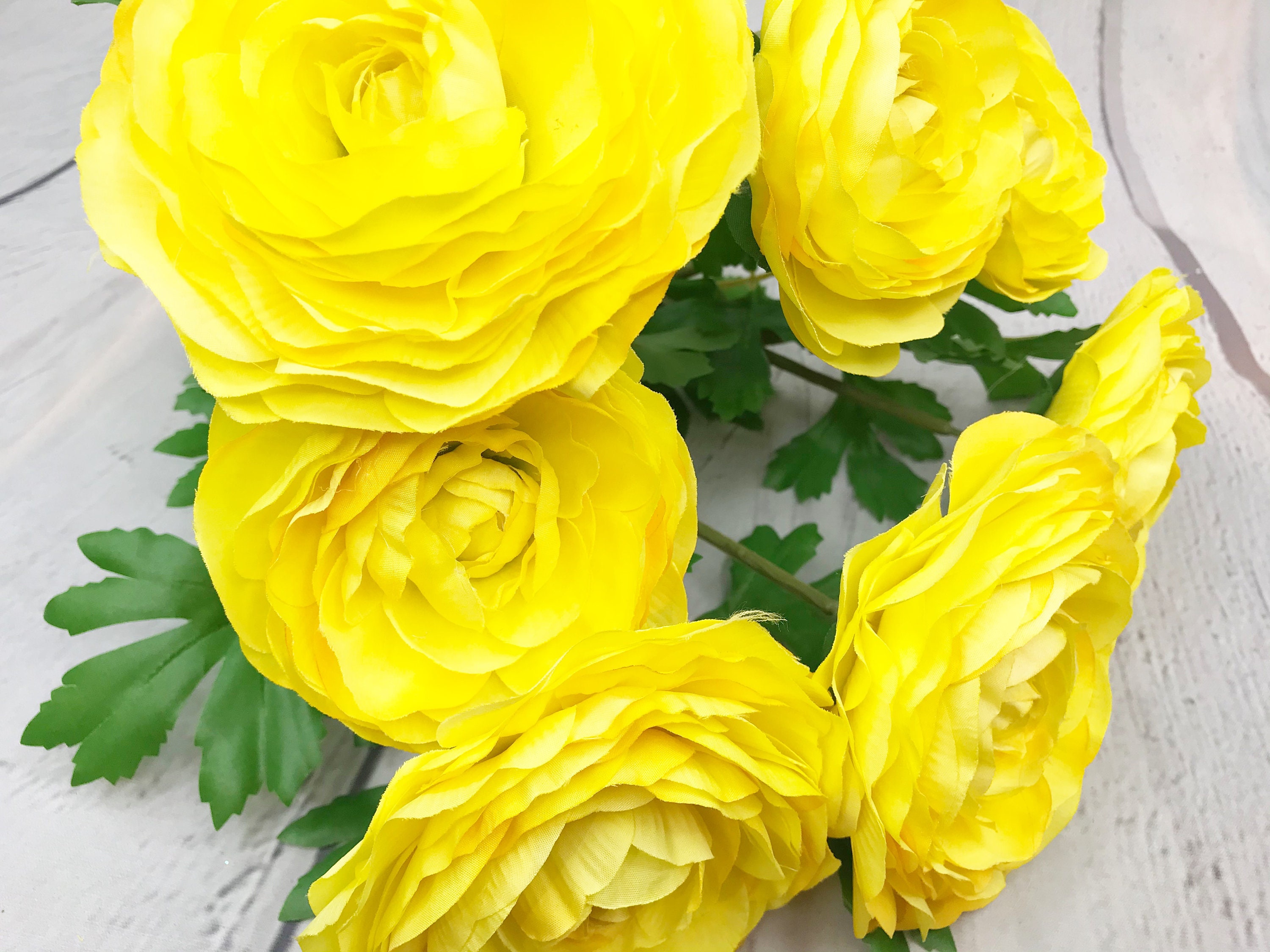 Large Yellow silk flowers Artificial Yellow Ranunculus Bush Etsy