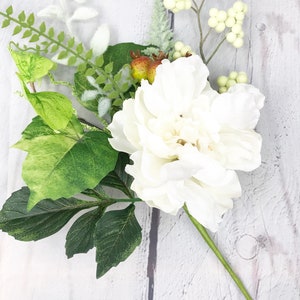 White Peony and Berry Pick, Peony Bush, Artificial Peony, Peony for floral arrangements, Keleas, Keleas Flowers