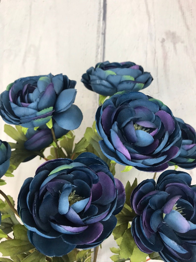Blue Artificial Flowers Blue Ranunculus Bush Ranunclus Bush Etsy
