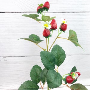 Strawberry Stem, Faux Strawberry Stem, artificial Strawberry Stem, Fruit for wreaths, Spring Flowers, Keleas , Keleas Flowers