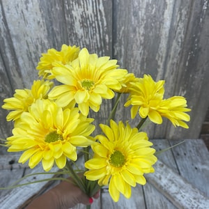 Yellow Gerbera Daisy Bush for silk floral design and wreath making by Keleas, Artificial Daisy bush for use in filling floral arrangements