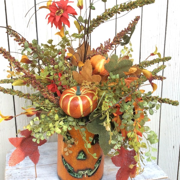 Arreglo de Halloween, arreglo de la cosecha, otoño decoración, arreglos florales, de caída de Halloween, centro de mesa de halloween, flores de otoño