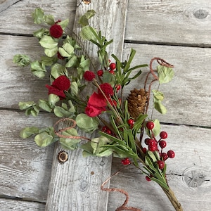 Dried Leaf  Christmas Stem with Berry filler for Christmas Trees,  Christmas greenery stems for wreaths and floral design by Keleas