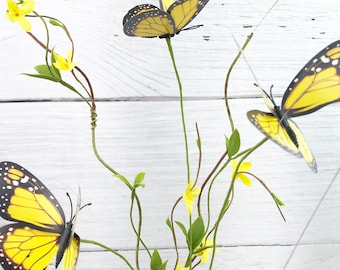 Yellow Butterfly Twig Stem, Spring Stem, Butterfly Wreath attachment, Butterfly Wreath stem, Spring decorations, Keleas, Keleas Florals