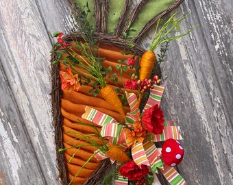Easter Carrot Door Wreath for front door, Easter Porch Decor wreath with Carrots by Keleas