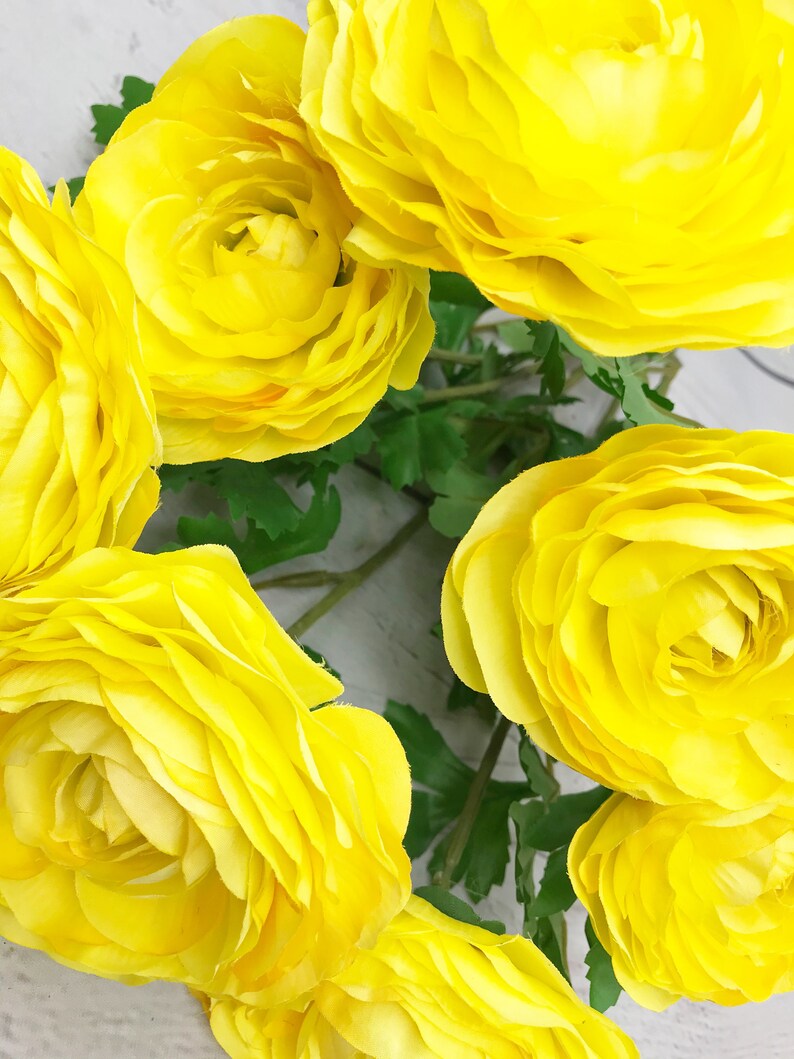 Large Yellow silk flowers Artificial Yellow Ranunculus Bush Etsy