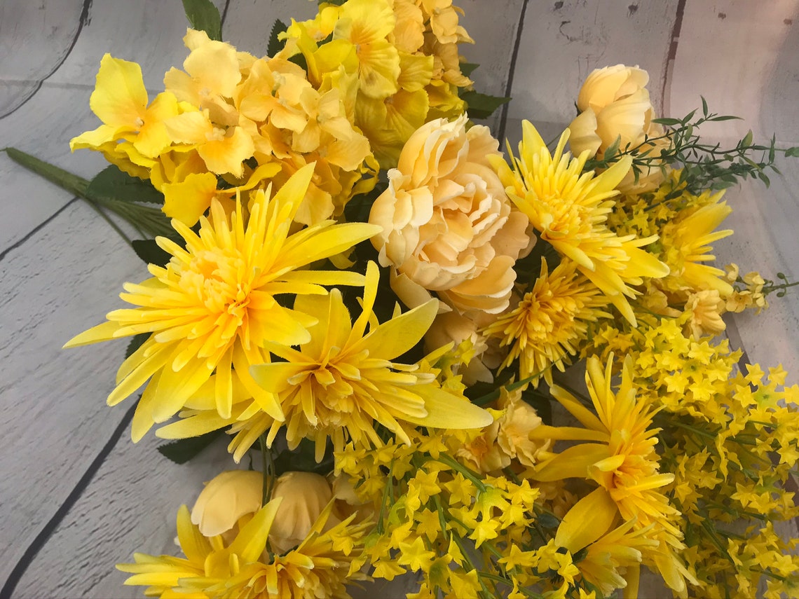 Yellow Peony & Hydrangea Bush Hydrangea Bush Artificial | Etsy