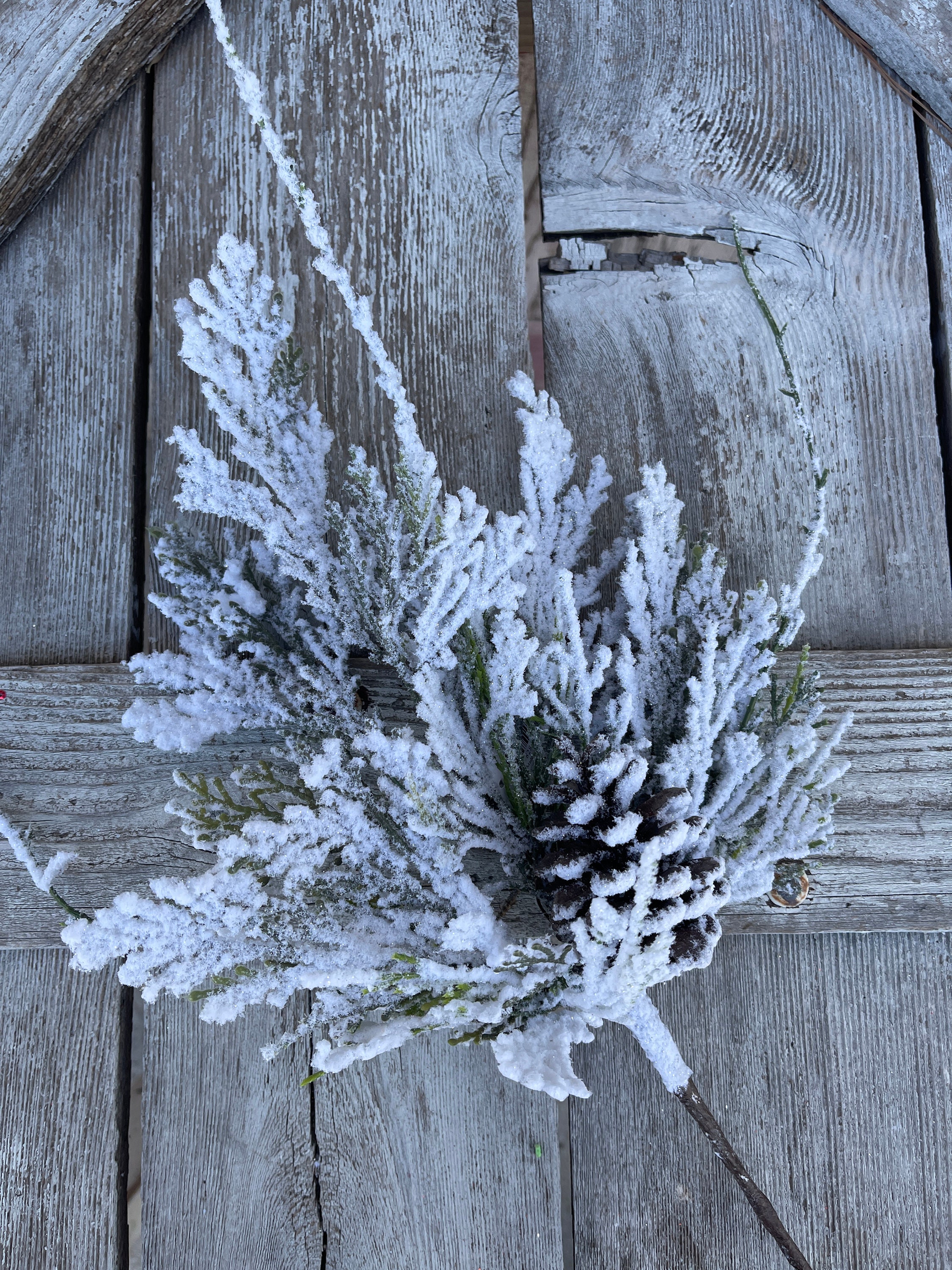 Icy Snow Covered Picks Sprays and Garlands -  Log Cabin Decor