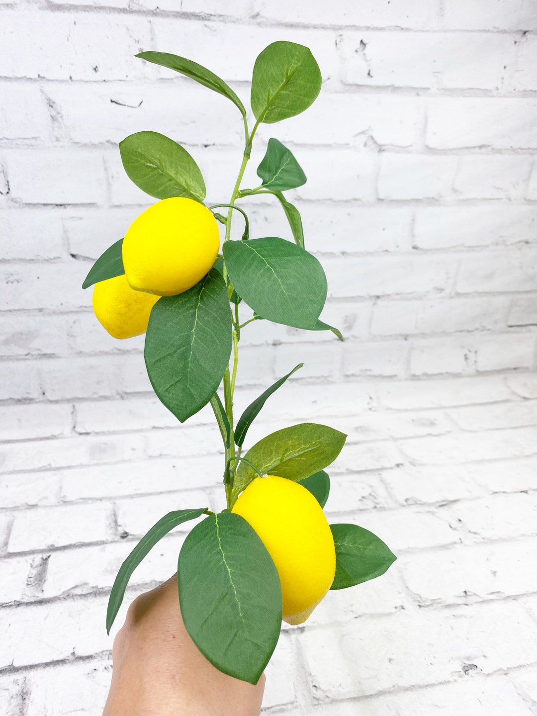 Lemon Stem With Greenery for Silk Floral Design and Wreath Making by