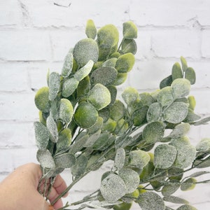 Frosted Eucalyptus Bush for Floral design and Christmas Decorating,  Christmas artificial Greenery Bush for Winter