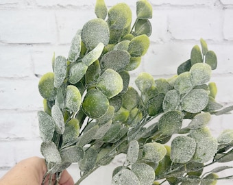 Frosted Eucalyptus Bush for Floral design and Christmas Decorating,  Christmas artificial Greenery Bush for Winter