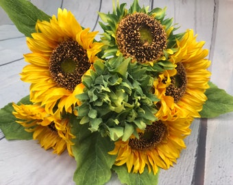Sunflower Bouquet, Artificial Sunflower Bush, Sunflower Bush, Sunflowers for wreaths, Yellow Sunflowers, Yellow silk flowers, Keleas
