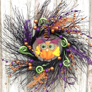 Halloween Wreath, Halloween Door Wreath, Halloween Decoration,Halloween Wreath for door,Halloween Owl Wreath,Halloween Wreath, RaZ Halloween