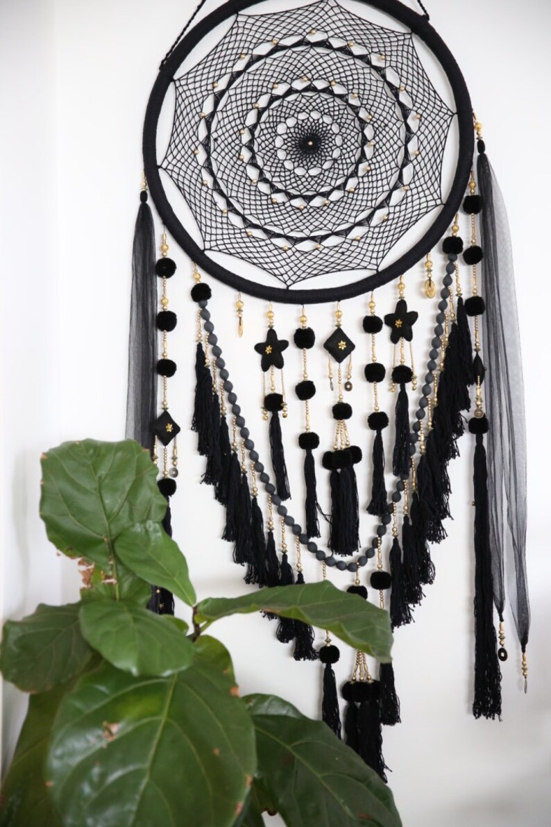 Extra Large Black and Gold Beads & Jewels Dreamcatcher Etsy