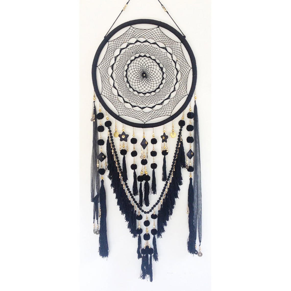 Extra Large Black and Gold Beads & Jewels Dreamcatcher Etsy