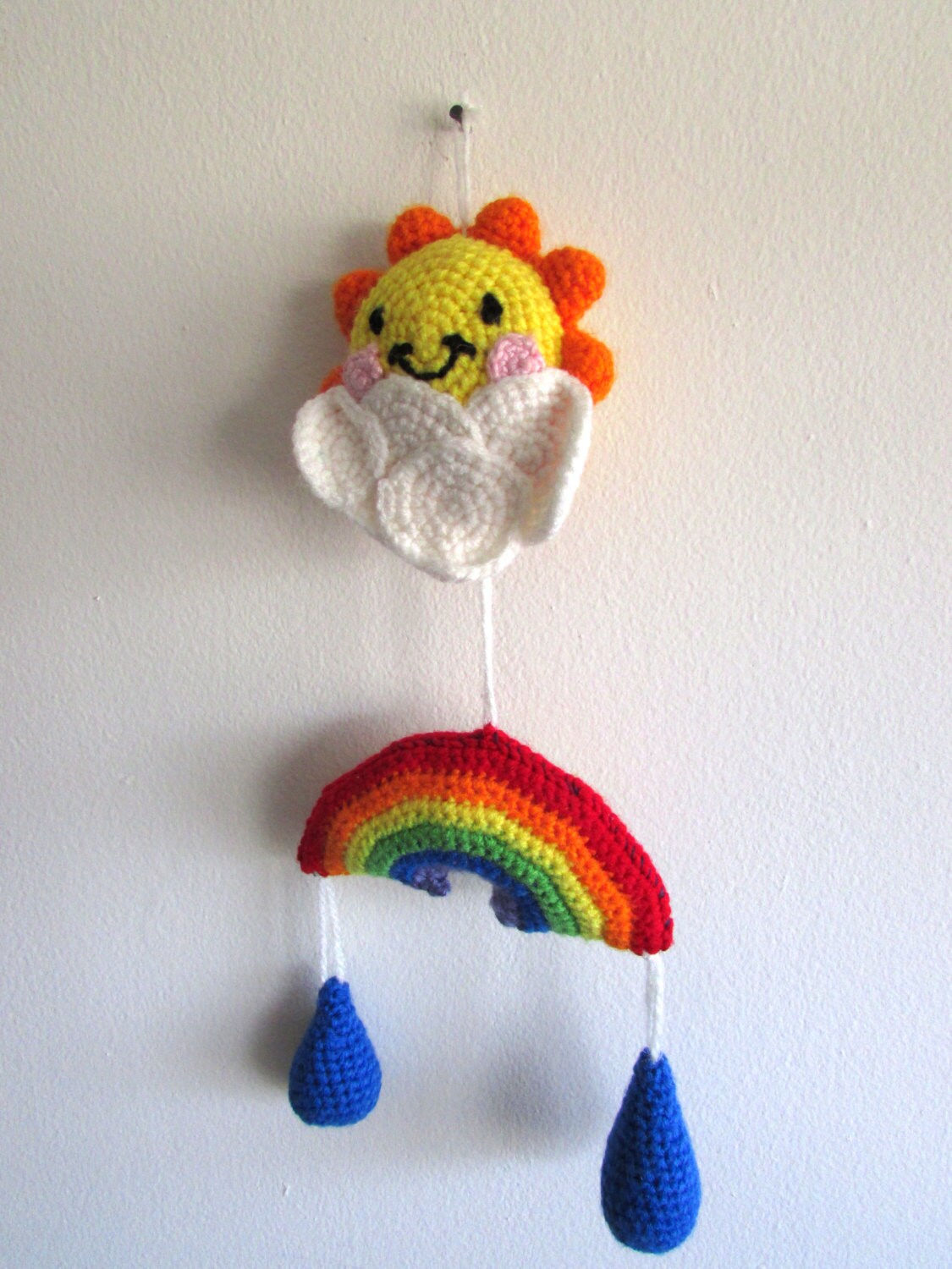 Crocheted Baby Mobile Plush Crib Toy. Sun Rainbow and Etsy