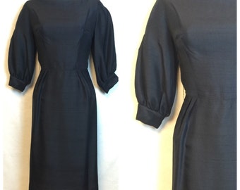 Vintage Black 60's silk dress