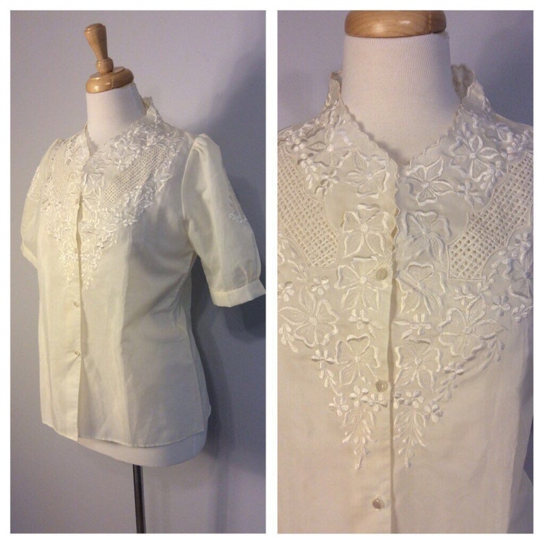 Vintage 50/'s Embroidered Blouse