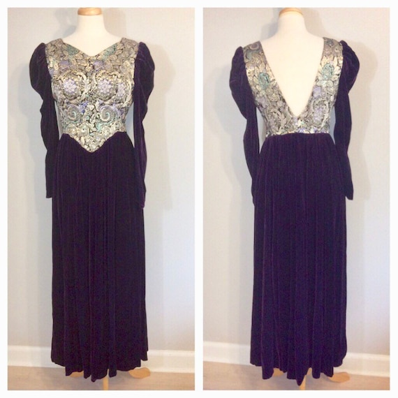 Vintage 70's 80's Velvet and Lame Gown Renaissance