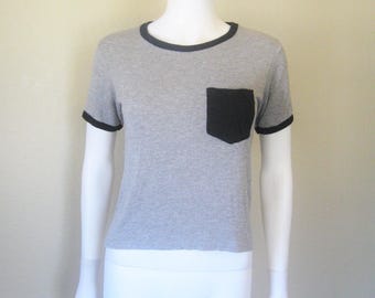 grey ringer t shirt w pocket