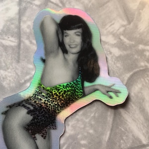 BETTIE PAGE vinyl sticker - 4 inch - hologram finish