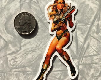 BARBARELLA vinyl sticker - 4 inch - matte finish - Jane Fonda as "Barbarella"