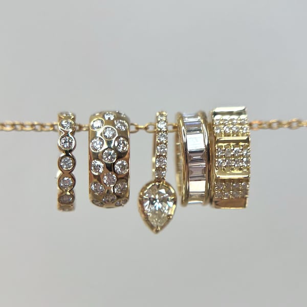 14K Solid Gold Diamond Rondel Bead Charm Pendants, Choose Your Pendant, Fashion Jewelry, Natural Diamonds, Ladies Jewelry, Gifts for Her