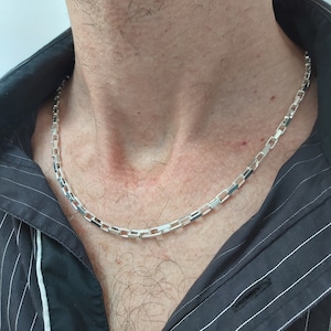 Sterling Silver Chain Necklace for Men,Solid Silver Chain,925 Sterling Silver Necklace,Men&#39;s Silver Necklace,Father Day Gift