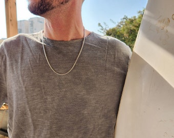 Collar de cadena de hombres Franco Cadena de rodio Plata esterlina 925 tamaño 3mm Collar de cadena de moda para hombres