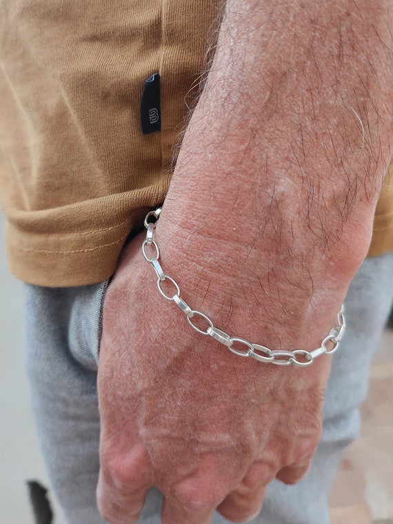 Men Chain Bracelet, Oval Link Chain Bracelet, Sterling Silver, Link Chain Bracelet, Father's Day Gift, Silver Chunky Link Bracelet,unisex - Etsy Men Chain Bracelet, Oval Link Chain Bracelet, Sterling Silver, Link Chain Bracelet, Father's Day Gift, Silver Chunky Link Bracelet,unisex - Etsy