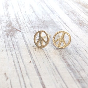 Peace Earrings, For Men, Tiny Stud Earrings ,Men Earrings,gold Peace Earrings, Men Jewelry Stud Earrings, Minimalist Earrings 002