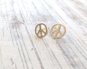 Peace Earrings, For Men, Tiny Stud Earrings ,Men Earrings,gold Peace Earrings, Men Jewelry Stud Earrings, Minimalist Earrings 002