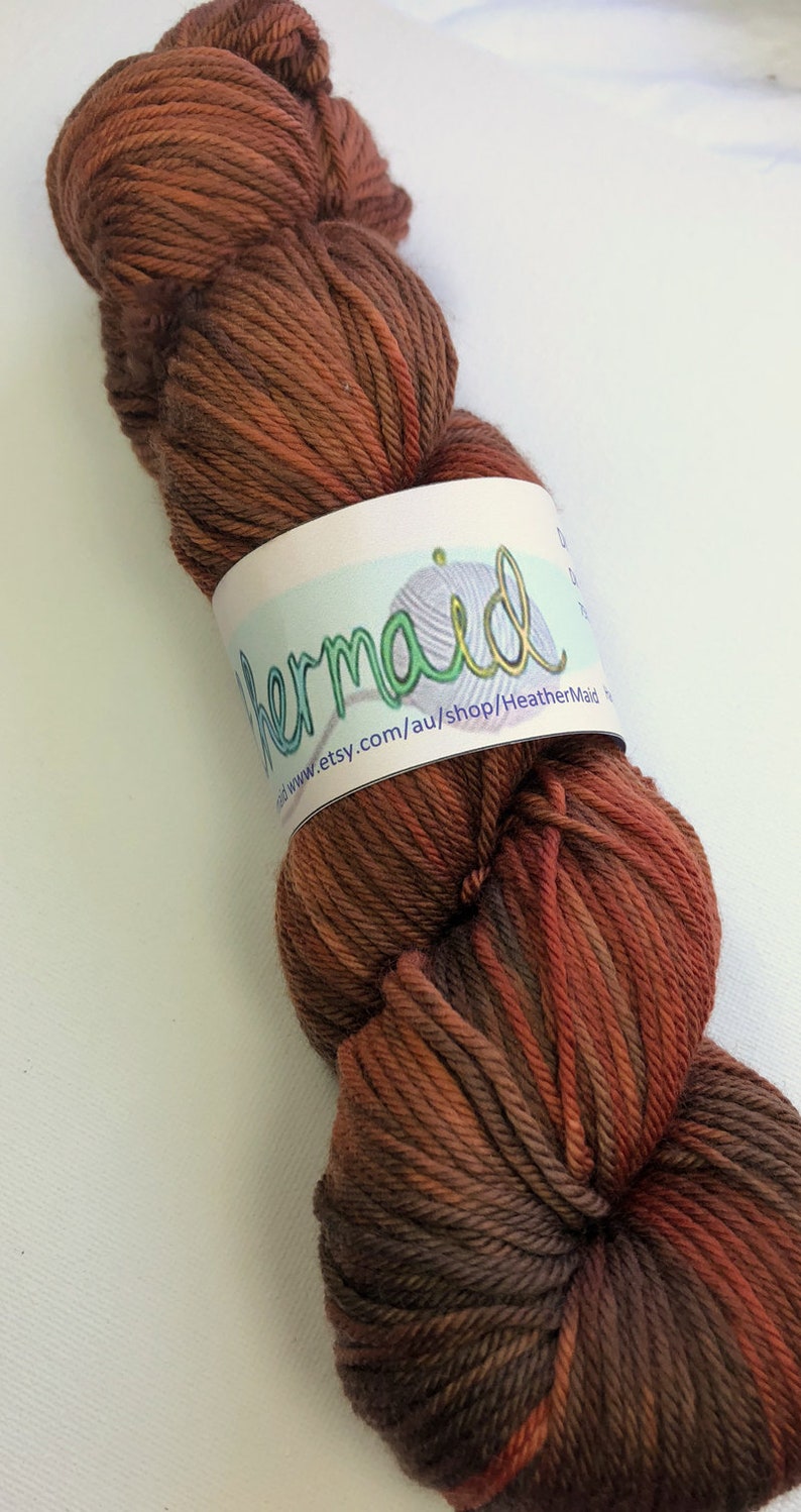 DK Sock Hand-dyed Yarn 100g 8 ply Wool Variegated Mallee Dirt Brown