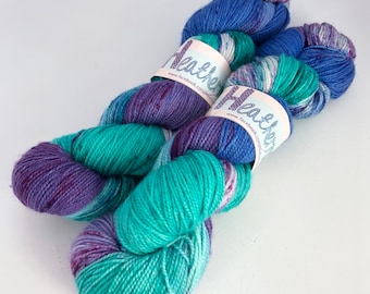 Chaussette de luxe teinte à la main 100g 4 ply Fingering Wool Yarn Rainbow Fish Speckled