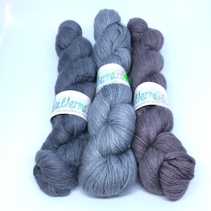 Allure Hand-dyed Alpaca Silk Cashmere Yarn 100g 4 ply Fingering Greys & Browns