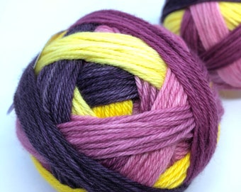 DK Sock Fil teint à la main 100 g 8 plis Laine auto-rayant fruit de la passion