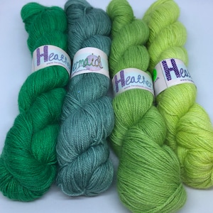 Allure Hand-dyed Alpaca Silk Cashmere Yarn 100g 4 ply Fingering Green