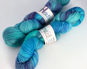 Chaussettes de luxe teintes à la main, 100 g, 4 fils de laine à doigter, mélange Mermaid Paradise