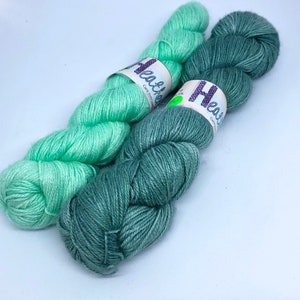 Allure Hand-dyed Alpaca Silk Cashmere Yarn 100g 4 ply Fingering Soft Green