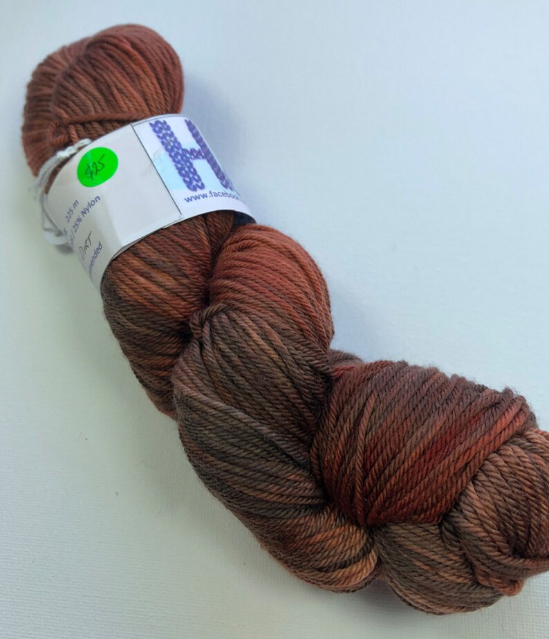 DK Sock Hand-dyed Yarn 100g 8 ply Wool Variegated Mallee Dirt Brown
