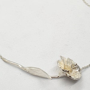 Collier fleur en argent, collier fleur d'anémone, collier en argent fleur et chaîne tressée, collier en argent massif, collier fleurs en argent image 10