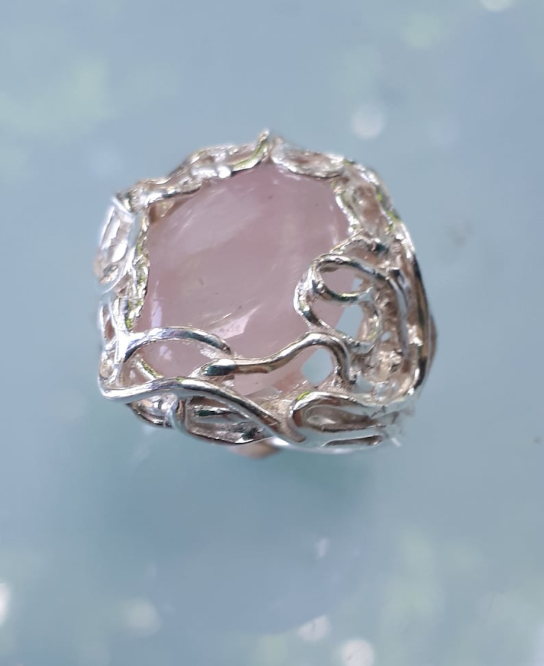 Friendship Ring easter sale Handmade Rose Quartz Ring express shipping Rose Quartz Silver Ring Statement Ring