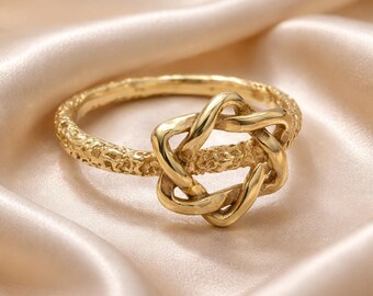 14K Gold Star of David Ring: Handmade Textured Jewish Jewelry
