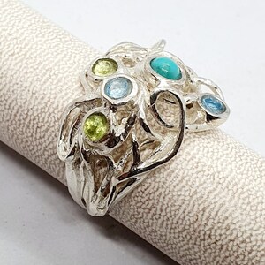 Ring Sterling Zilver 925 Edelstenen Granaat Handgemaakte Artisan Crafted Maat 9 gratis verzending afbeelding 5