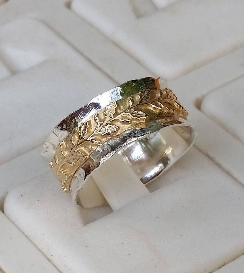 Wedding Ring Silver And Gold Handmade Wedding Band 14K Etsy