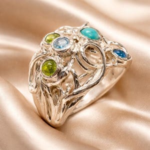 Ring Sterling Zilver 925 Edelstenen Granaat Handgemaakte Artisan Crafted Maat 9 gratis verzending afbeelding 1