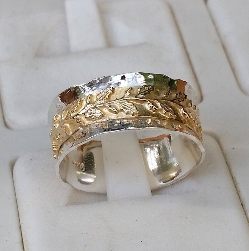 Wedding Ring Silver And Gold Handmade Wedding Band 14K Etsy