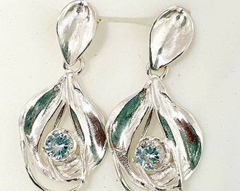 Sterling Silver Chandelier Earrings: Zircon Drop Dangle