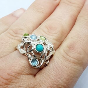 Ring Sterling Zilver 925 Edelstenen Granaat Handgemaakte Artisan Crafted Maat 9 gratis verzending afbeelding 10