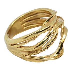 Handcrafted Sculpted Gold Ring: 14k/18k Textured Spiral Artisan Jewelry